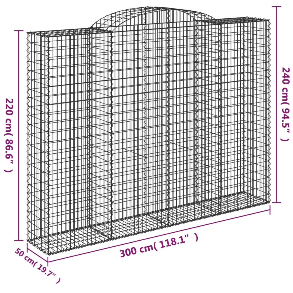 Lučne gabionske košare 15 kom 300x50x220/240 cm pocinčano željezo