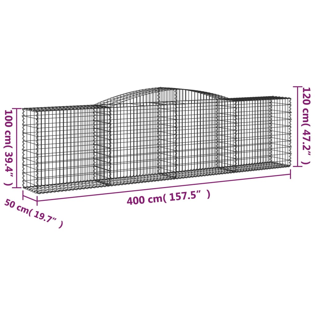 Lučne gabionske košare 6 kom 400x50x100/120cm pocinčano željezo