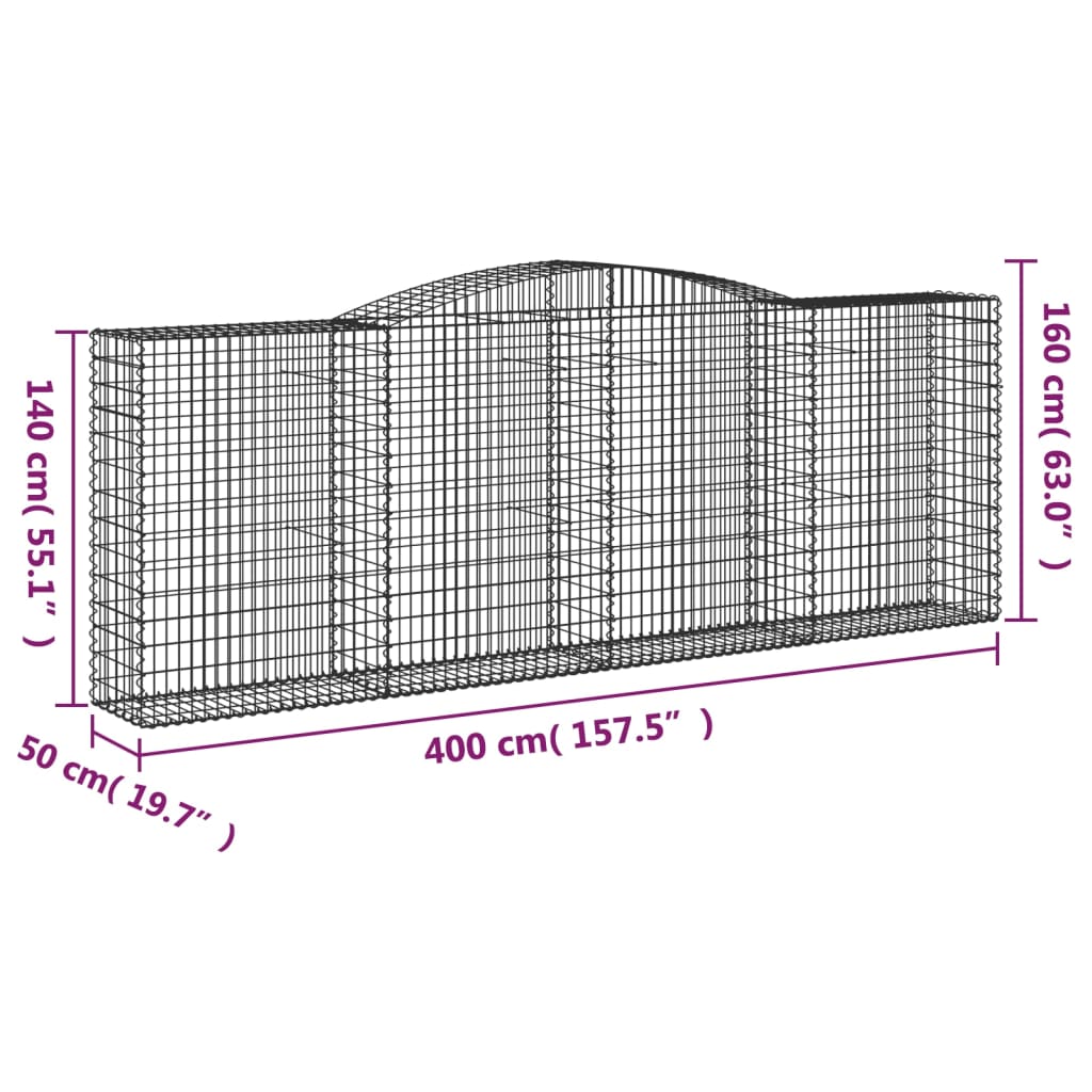 Lučne gabionske košare 25 kom 400 x 50 x 140/160 cm željezne