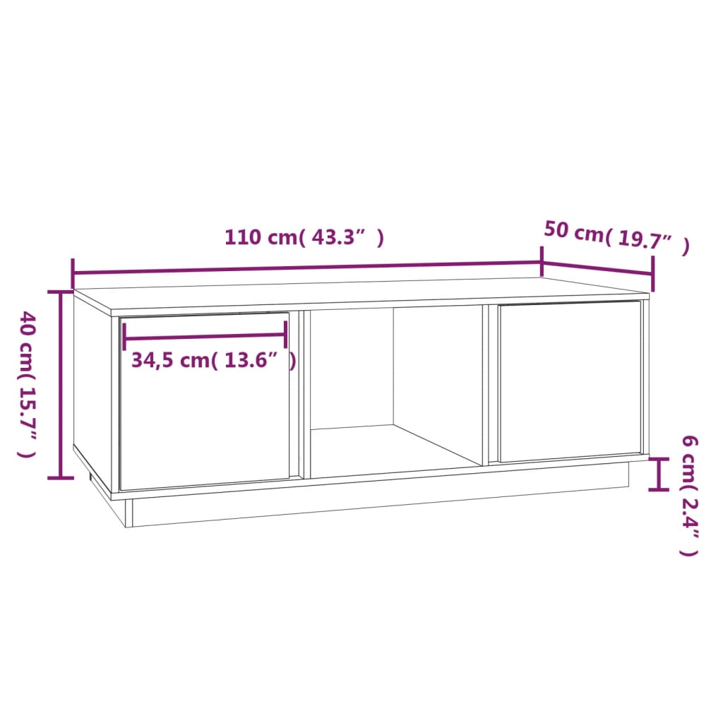 Stolić za kavu boja meda 110 x 50 x 40 cm od masivne borovine