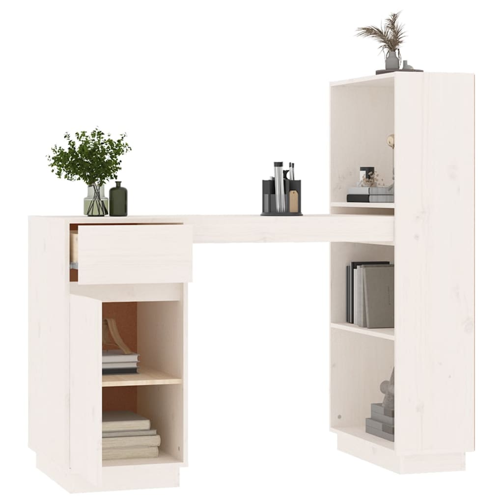 Radni stol bijeli 110 x 53 x 117 cm od masivne borovine