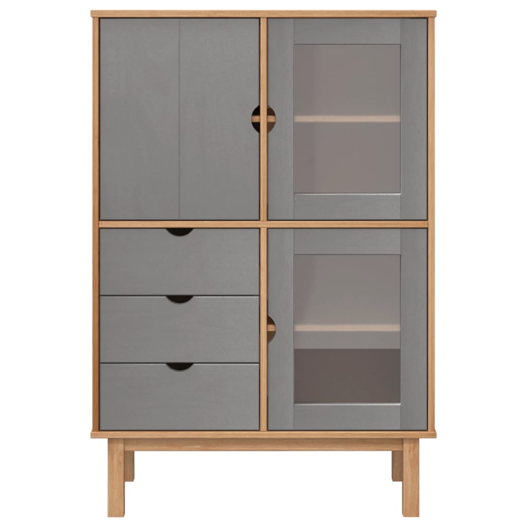 Visoka komoda OTTA smeđe-siva 85x43x125 cm od masivne borovine