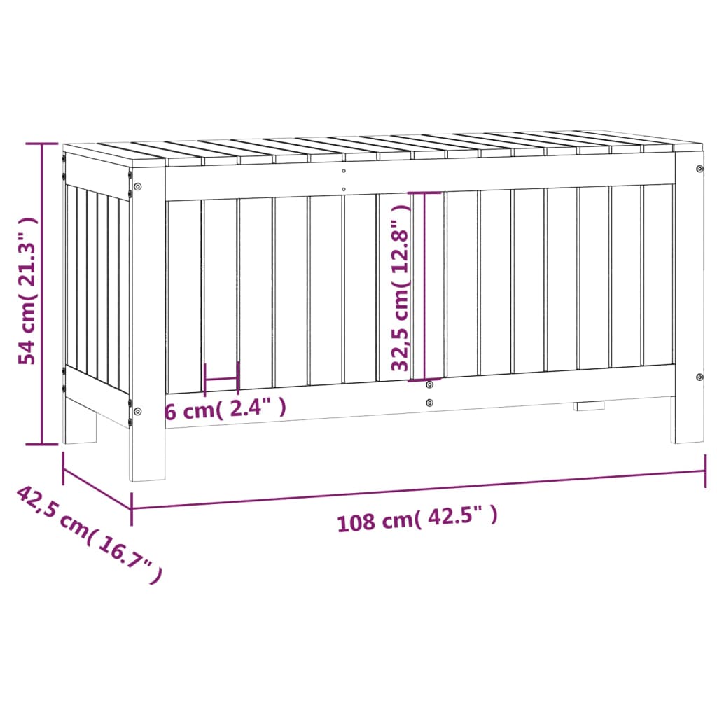 Vrtna kutija za pohranu siva 108x42,5x54 cm od masivne borovine