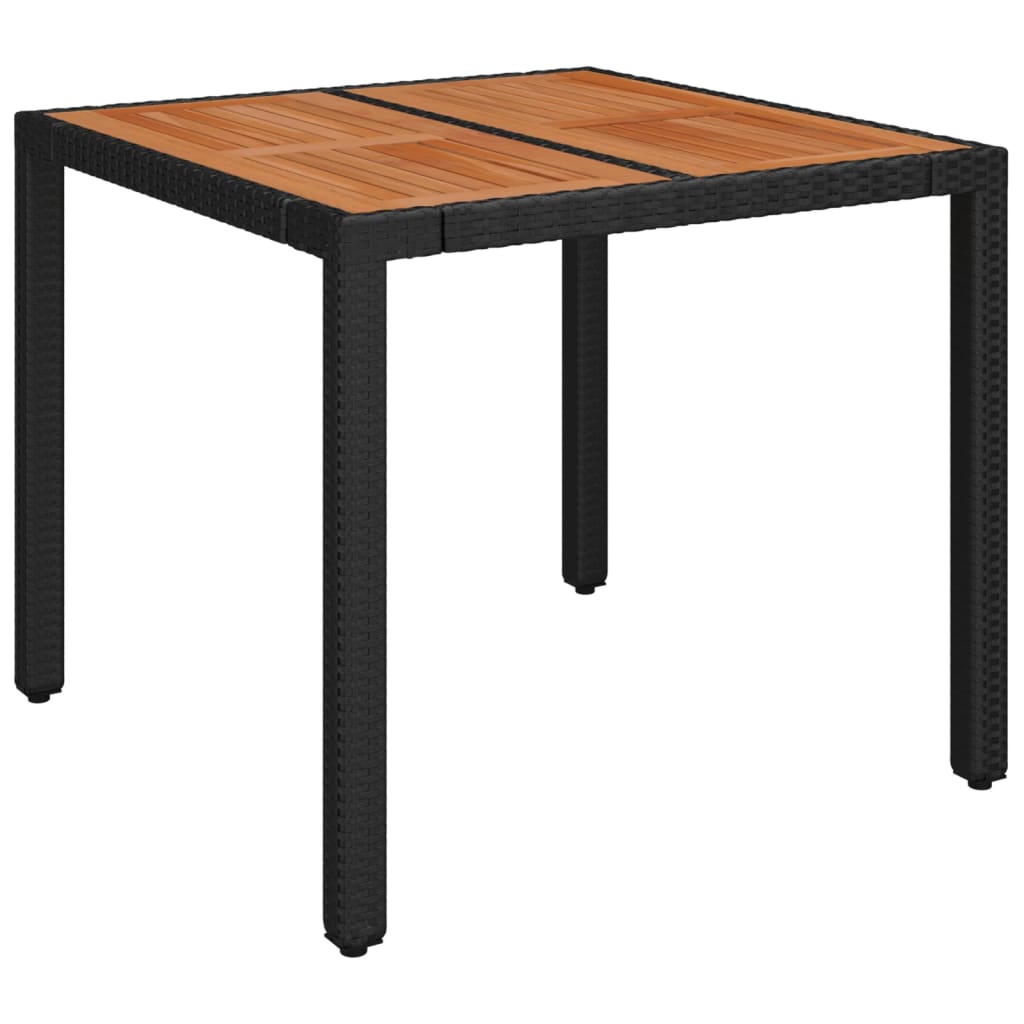 Vrtni stol s drvenom pločom crni 90 x 90 x 75 cm od poliratana