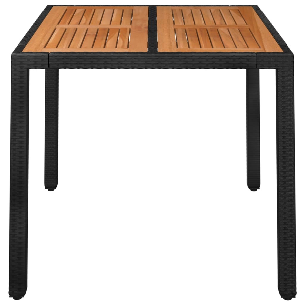 Vrtni stol s drvenom pločom crni 90 x 90 x 75 cm od poliratana