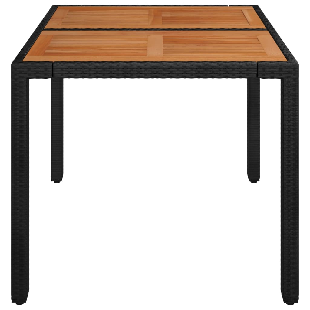 Vrtni stol s drvenom pločom crni 90 x 90 x 75 cm od poliratana