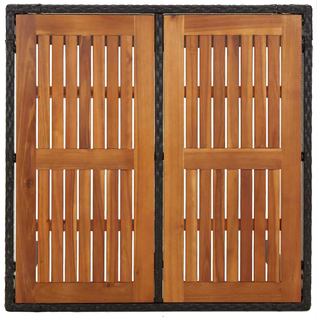 Vrtni stol s drvenom pločom crni 90 x 90 x 75 cm od poliratana