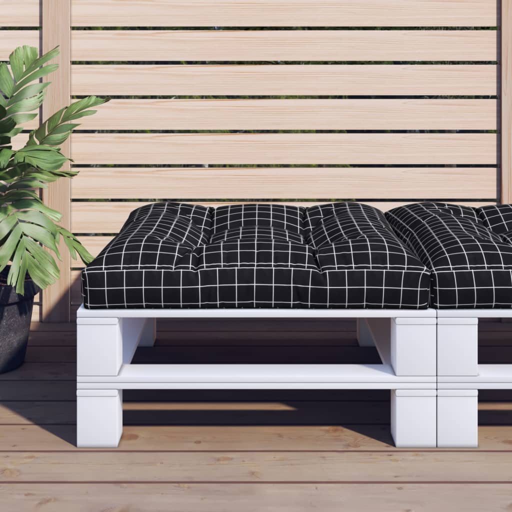 Jastuk za palete crni karirani 70 x 70 x 12 cm od tkanine