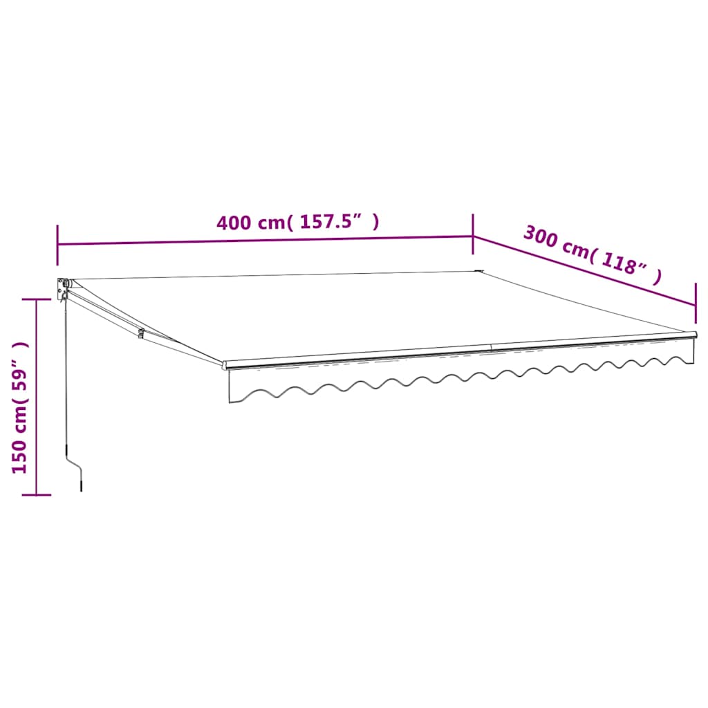 Automatska tenda na uvlačenje žuto-bijela 4 x 3 m