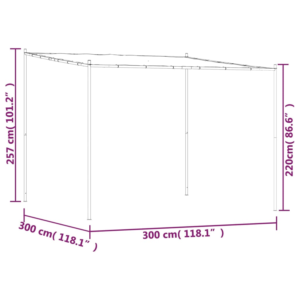 Sjenica antracit 3 x 3 m 180 g/m² od tkanine i čelika