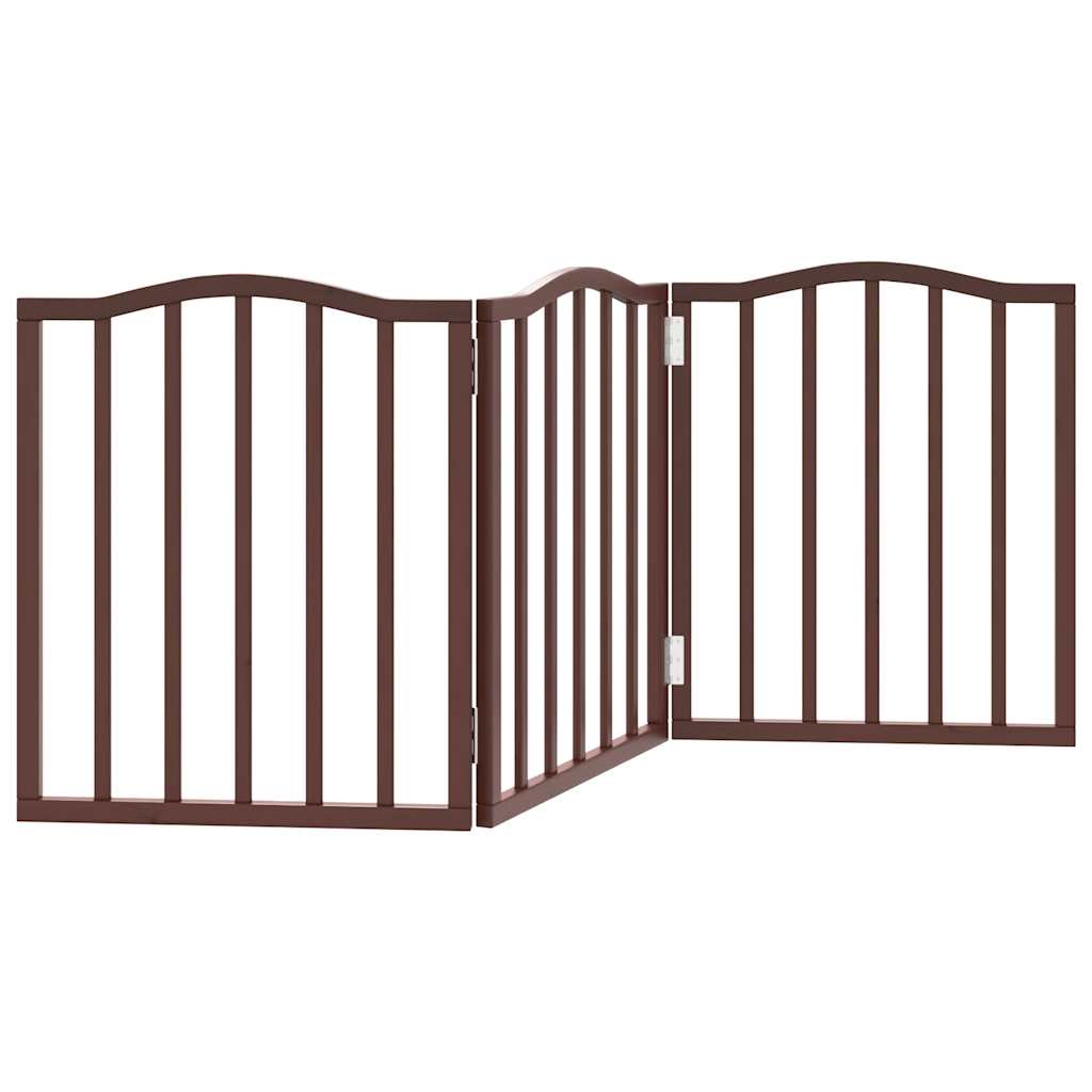 Vrata za pse s 3 panela sklopiva smeđi hrast 150 cm drva topole