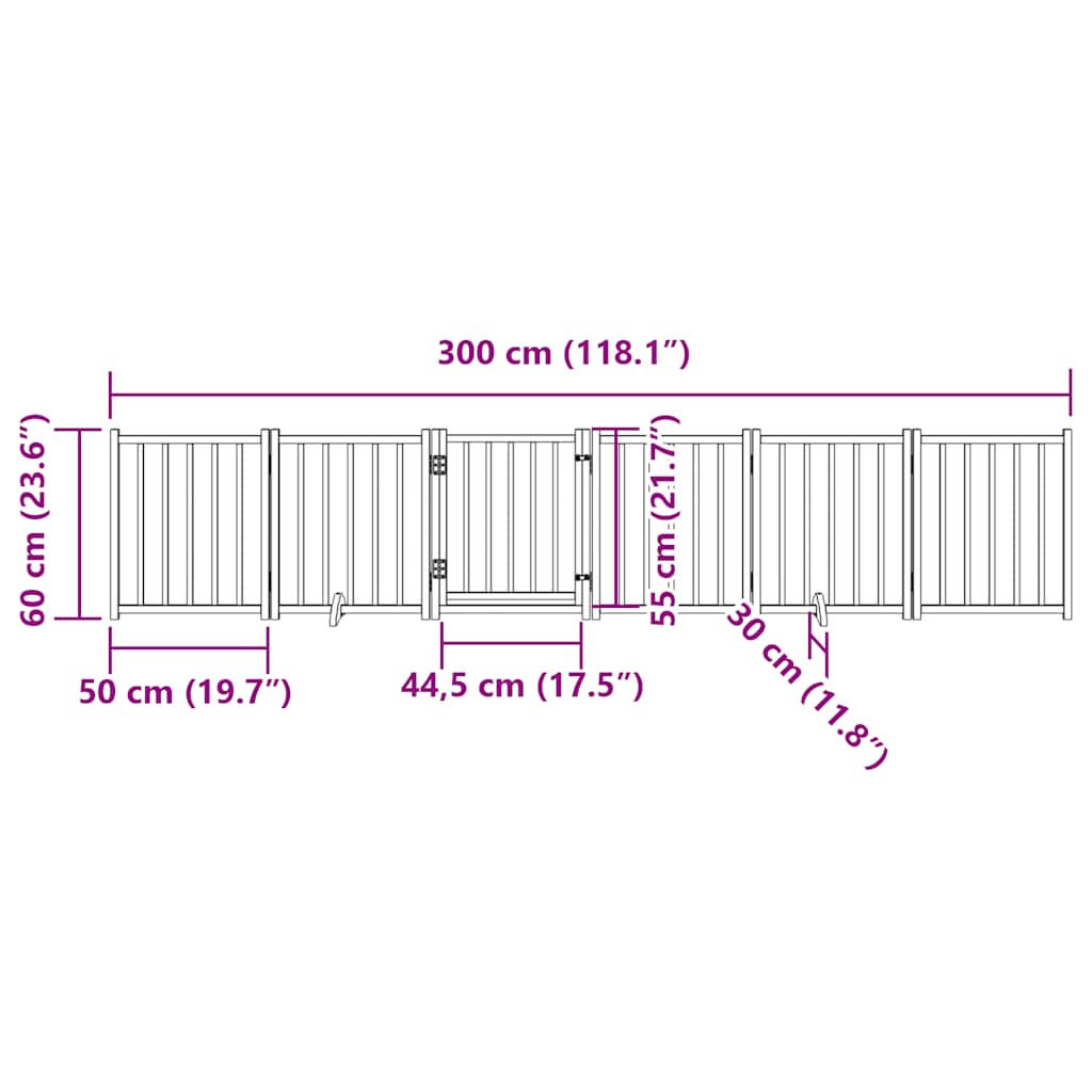 Vrata za pse s vratima sklopiva 6 panela bijela 300 cm