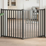 Vrata za pse sklopiva 2 panela crna 160 cm od masivna jelovina