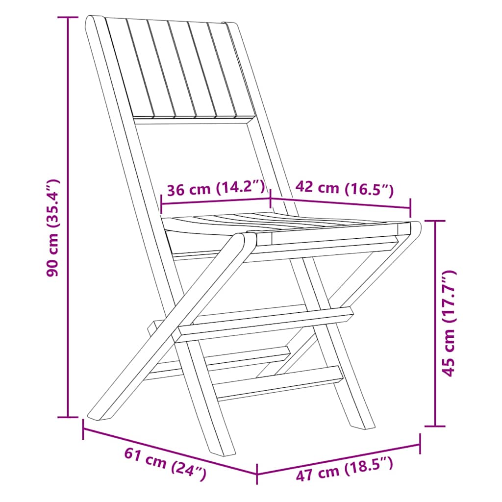 Sklopive vrtne stolice 4 kom 47x61x90 cm od masivne tikovine
