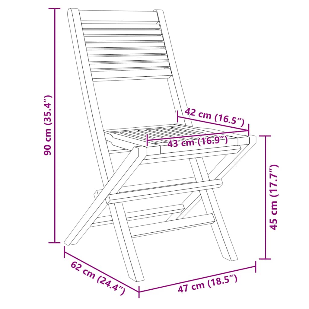 Sklopive vrtne stolice 4 kom 47x62x90 cm od masivne tikovine