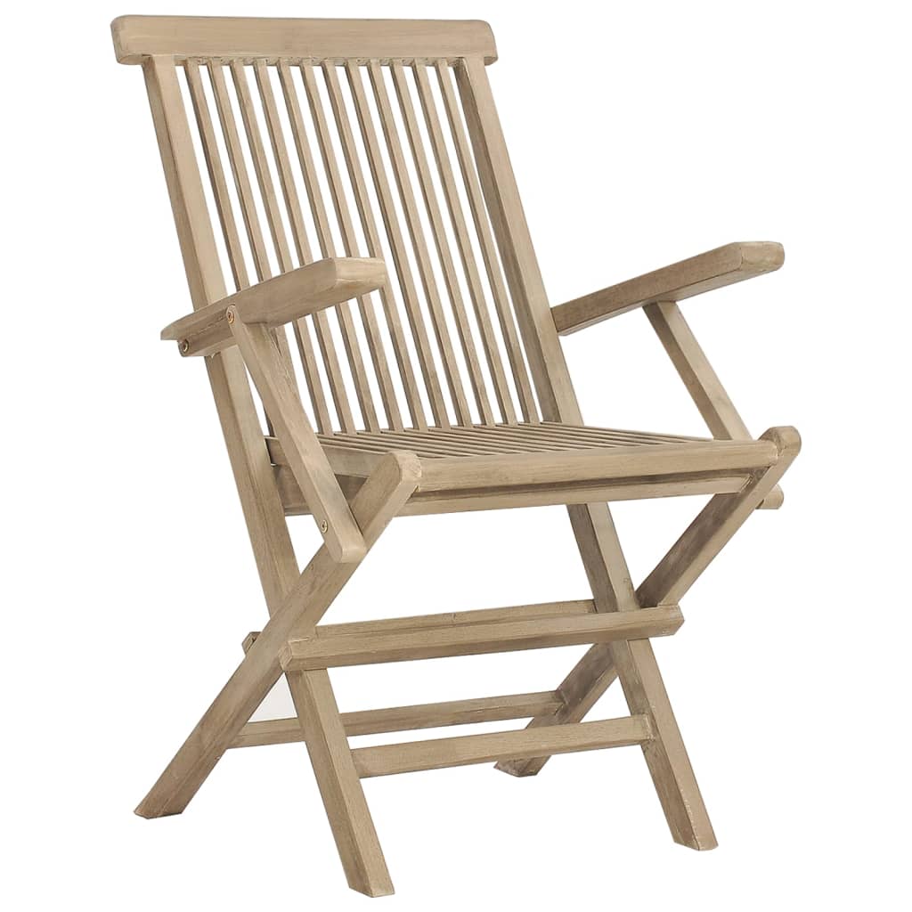 Sklopive vrtne stolice 8 kom sive 56x61x89 cm masivna tikovina