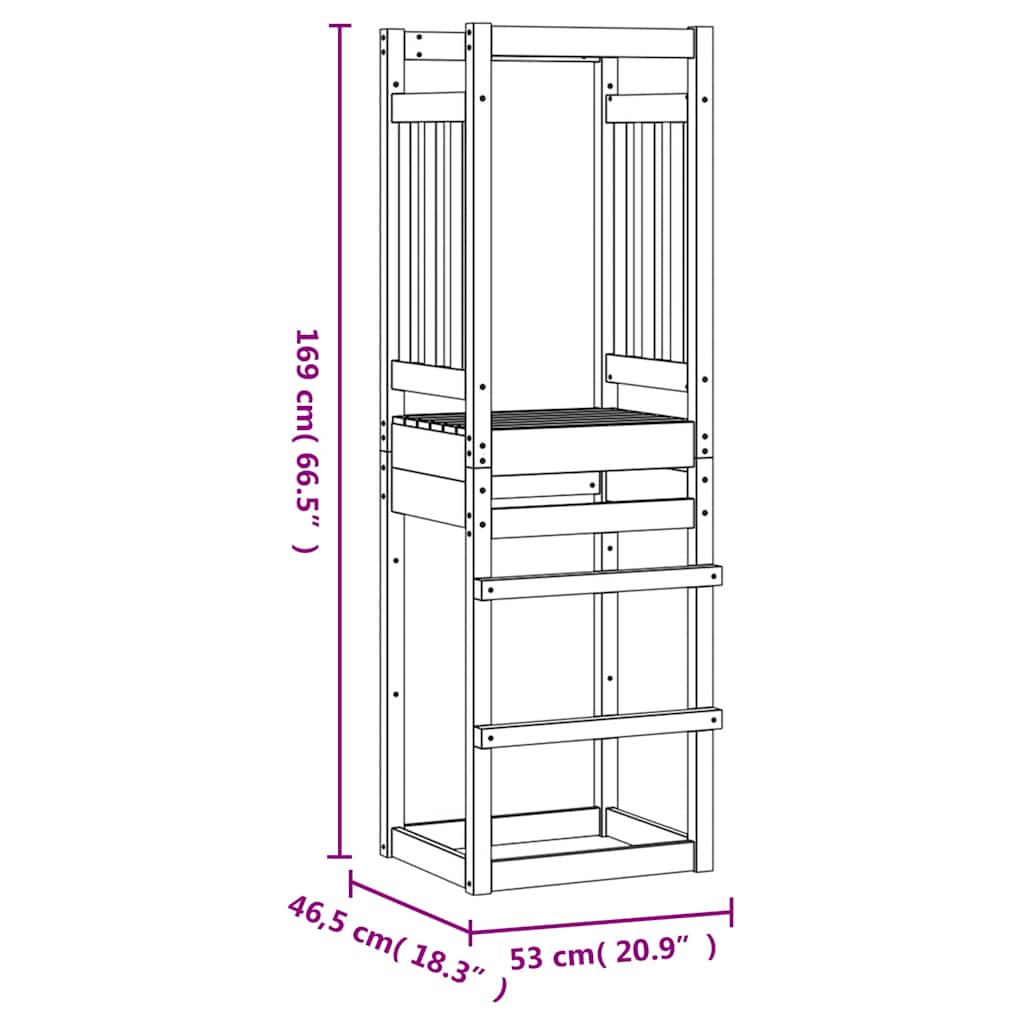 Toranj za igru 53 x 46,5 x 169 cm od impregnirane borovine