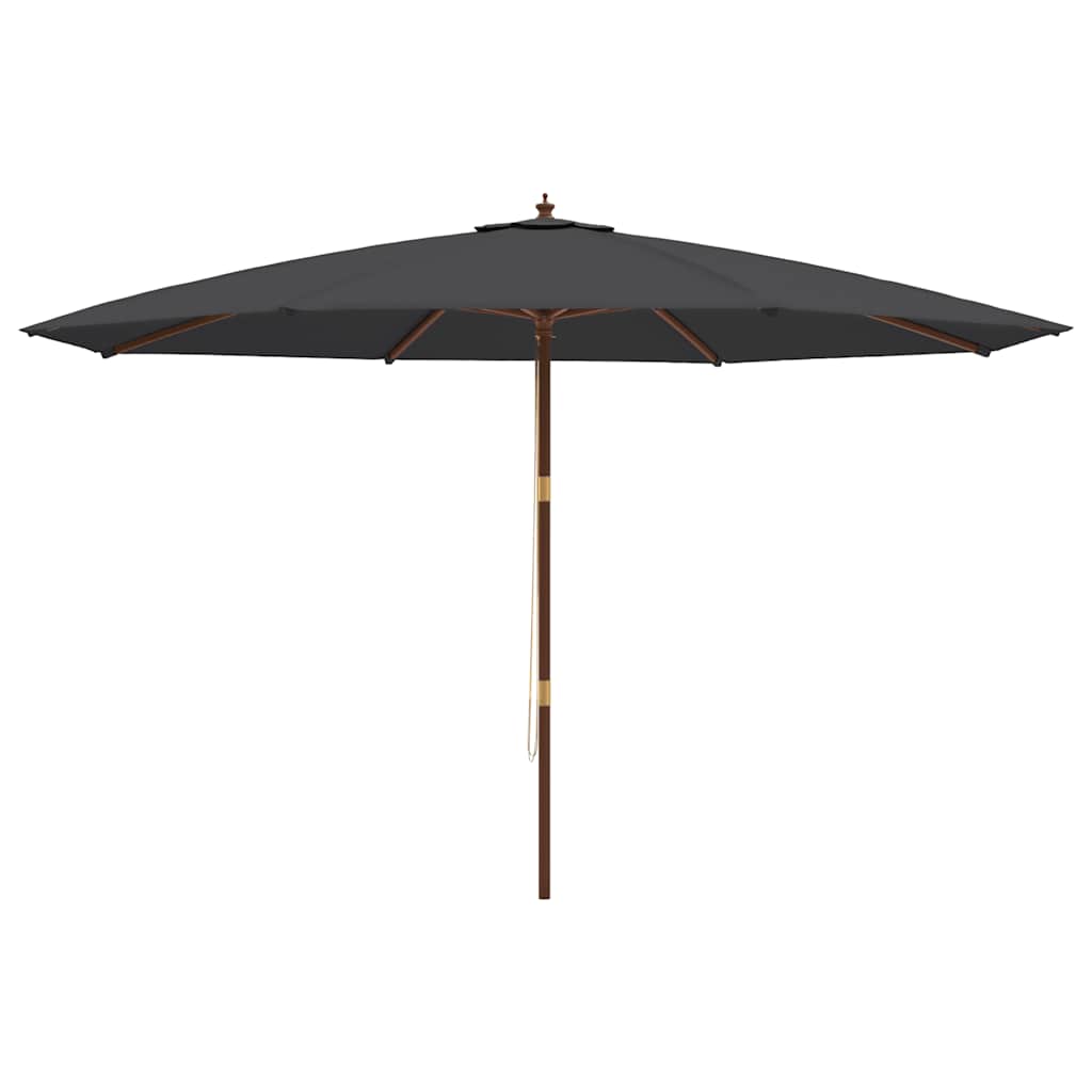 Vrtni suncobran s drvenim stupom crni 400 x 273 cm