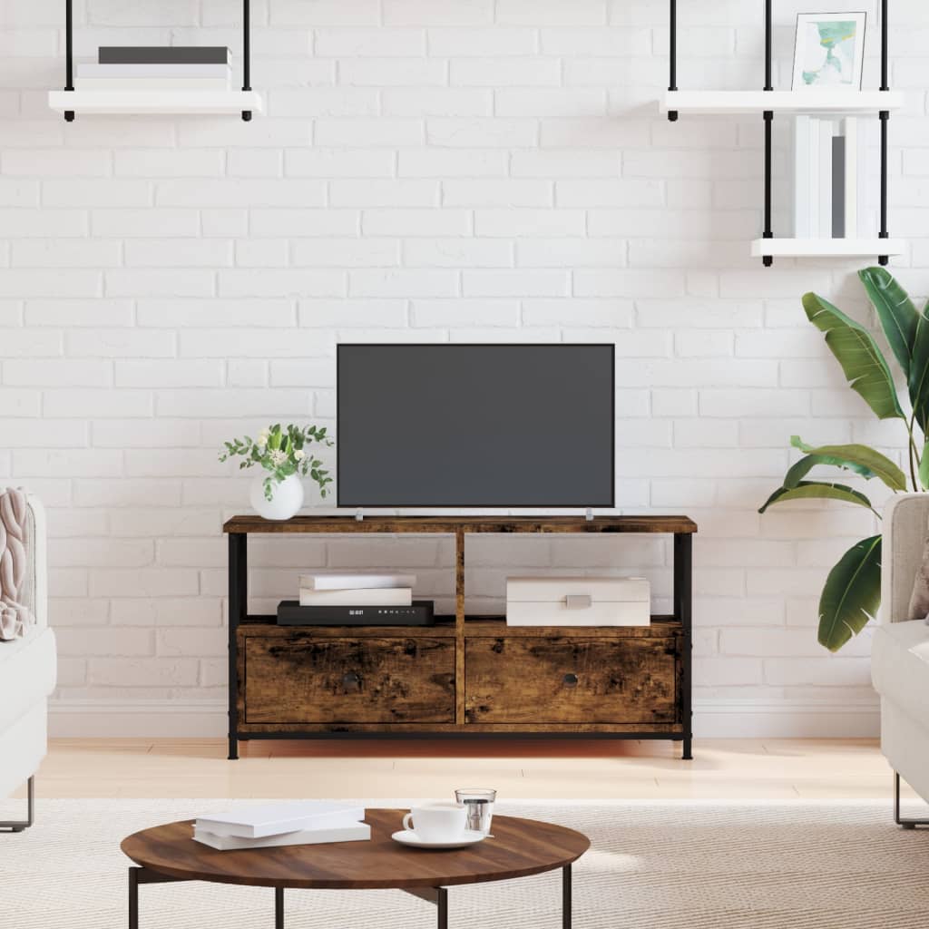 TV ormarić boja dimljenog hrasta 90x33x45 cm od drva i željeza