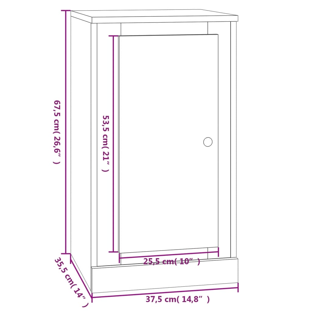 Komoda boja smeđeg hrasta 37,5x35,5x67,5cm konstruirano drvo