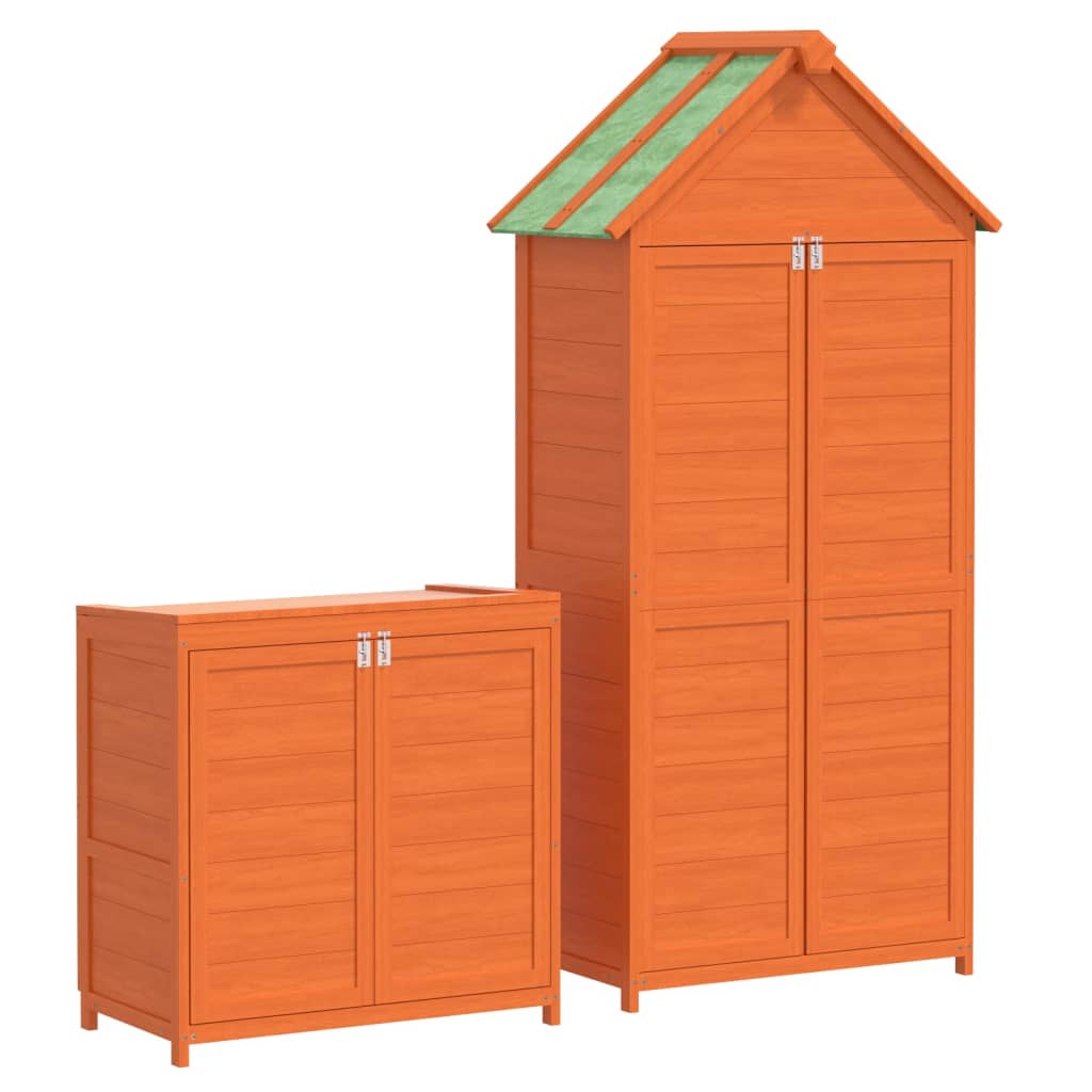 2-dijelni set vrtnog spremišta za alat smeđi masivna borovina