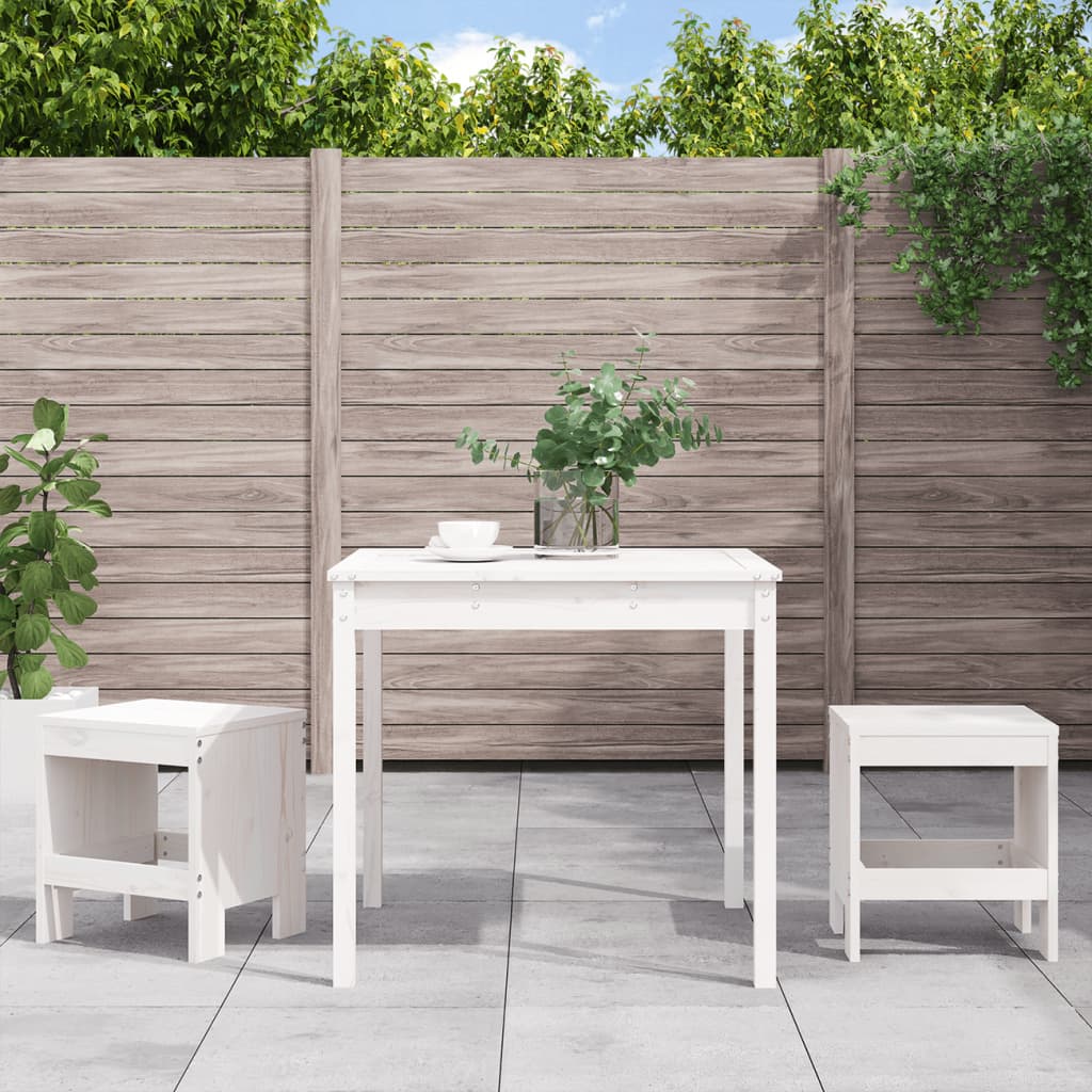 3-dijelni vrtni bistro set bijeli od masivne borovine