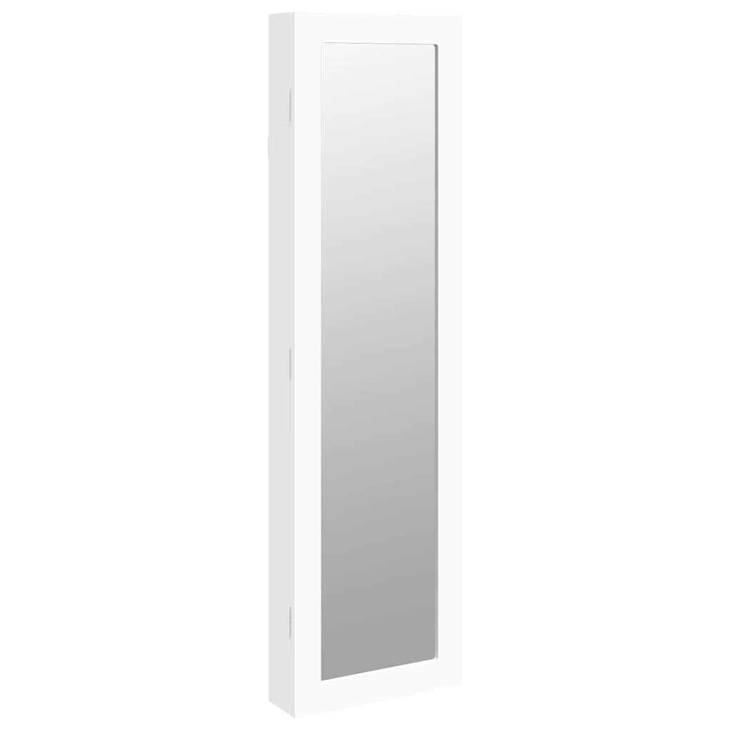 Zidni ormarić za nakit s ogledalom bijeli 30 x 8,5 x 106 cm