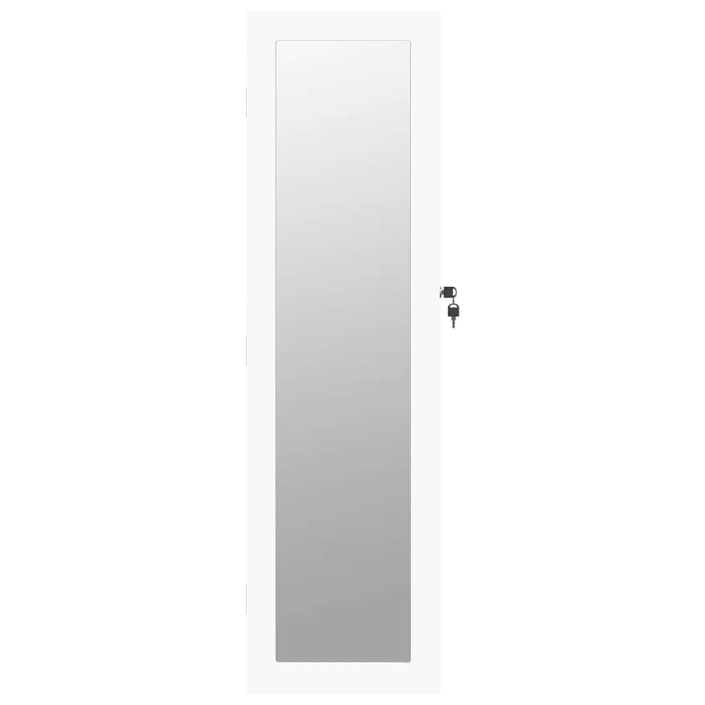 Zidni ormarić za nakit s ogledalom bijeli 30 x 8,5 x 106 cm