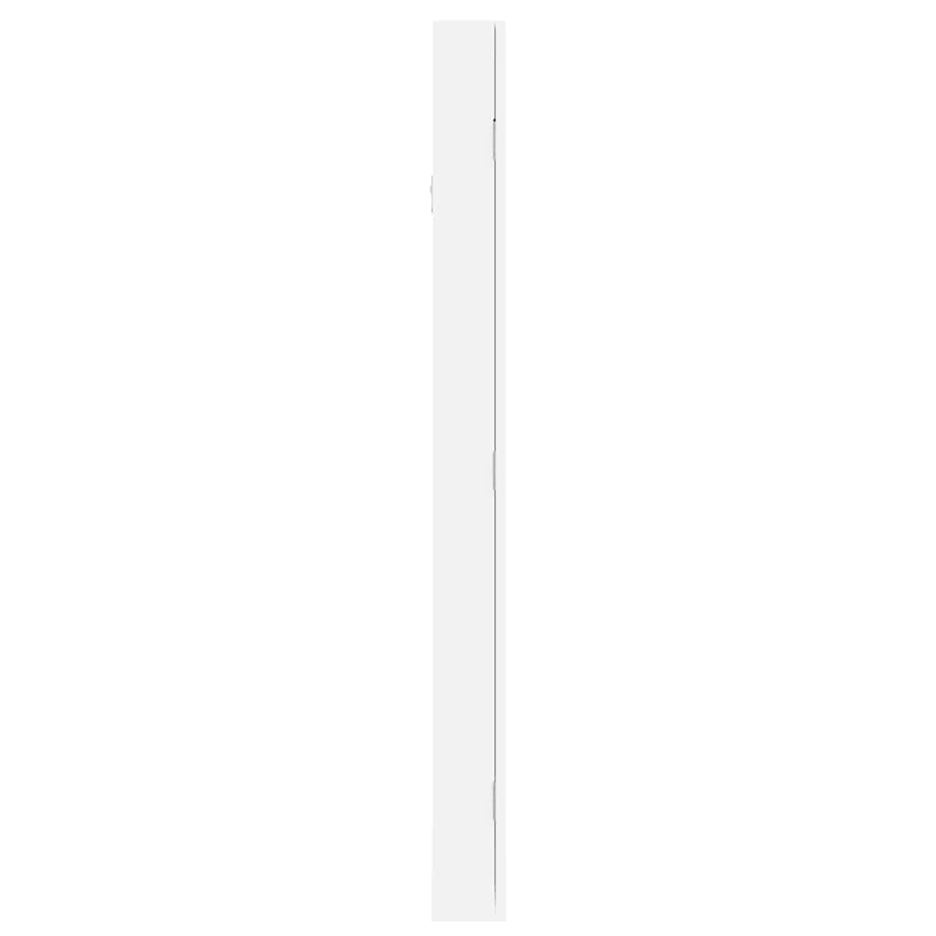 Zidni ormarić za nakit s ogledalom bijeli 30 x 8,5 x 106 cm