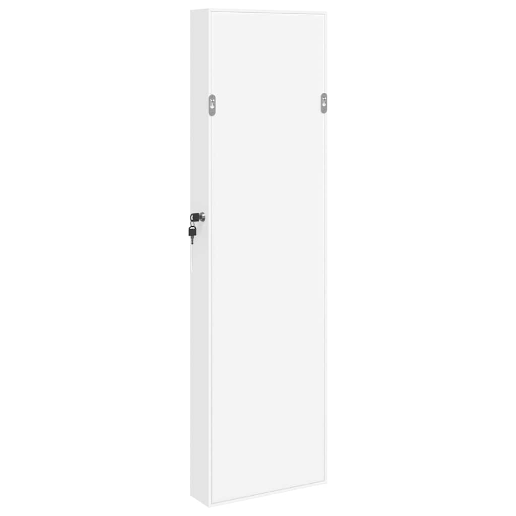 Zidni ormarić za nakit s ogledalom bijeli 30 x 8,5 x 106 cm