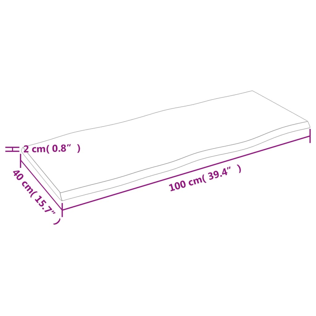 Stolna ploča 100x40x2 cm netretirana hrastovina sa živim rubom