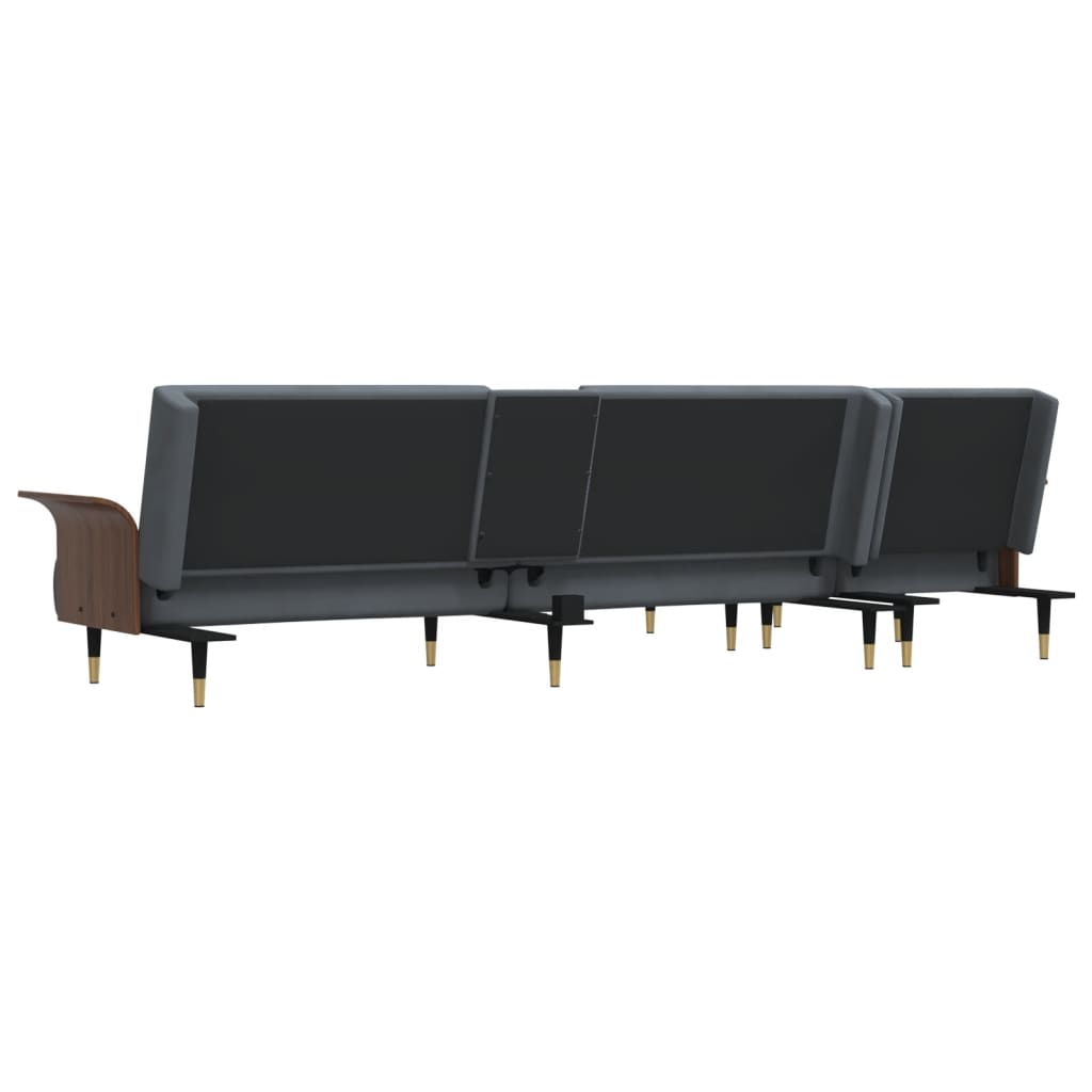 Kutna garnitura na razvlačenje tamnosiva 279x140x70 cm baršun