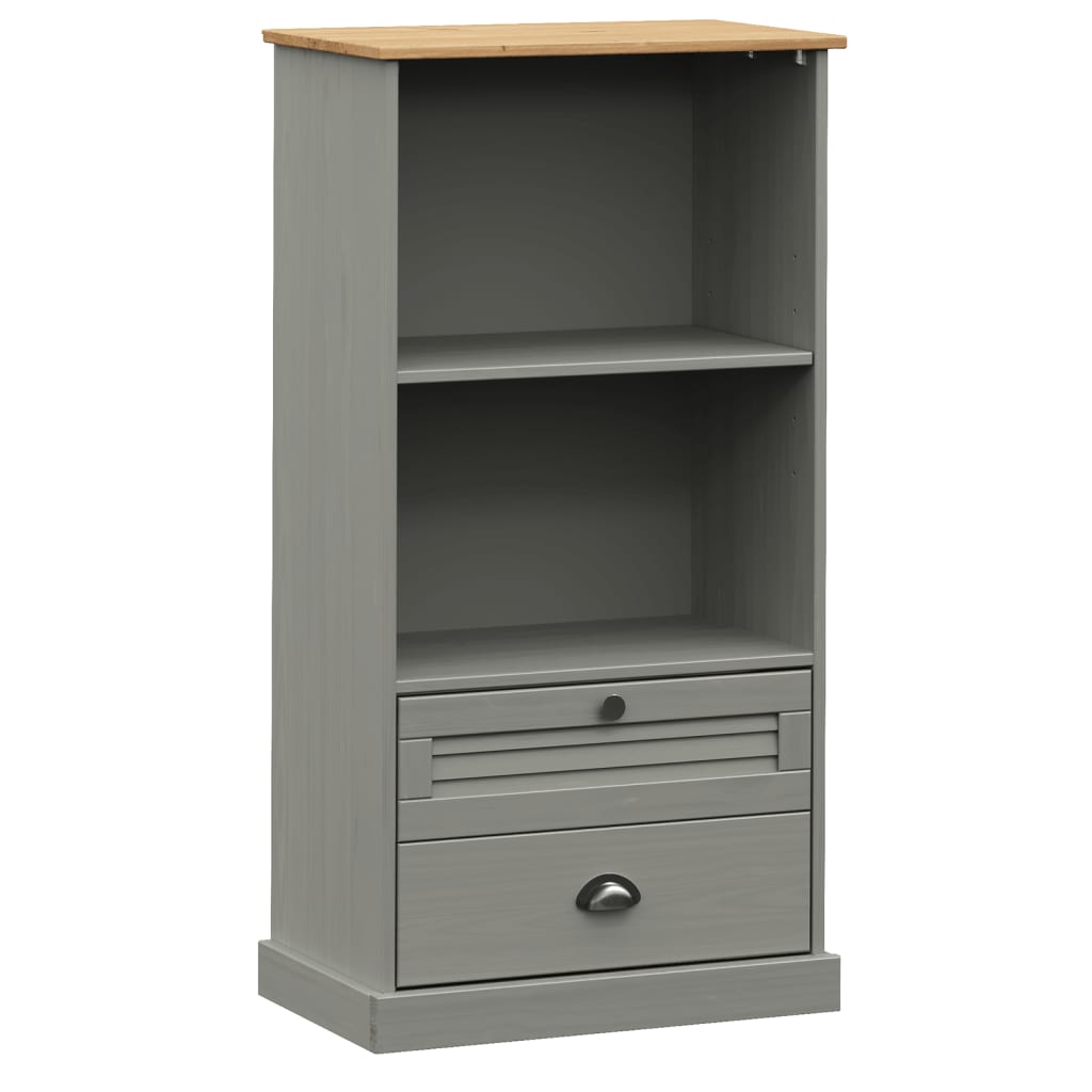 Regal za knjige VIGO sivi 60x35x114,5 cm od masivne borovine