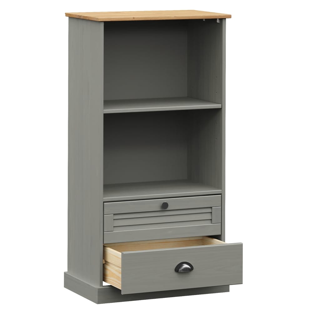 Regal za knjige VIGO sivi 60x35x114,5 cm od masivne borovine