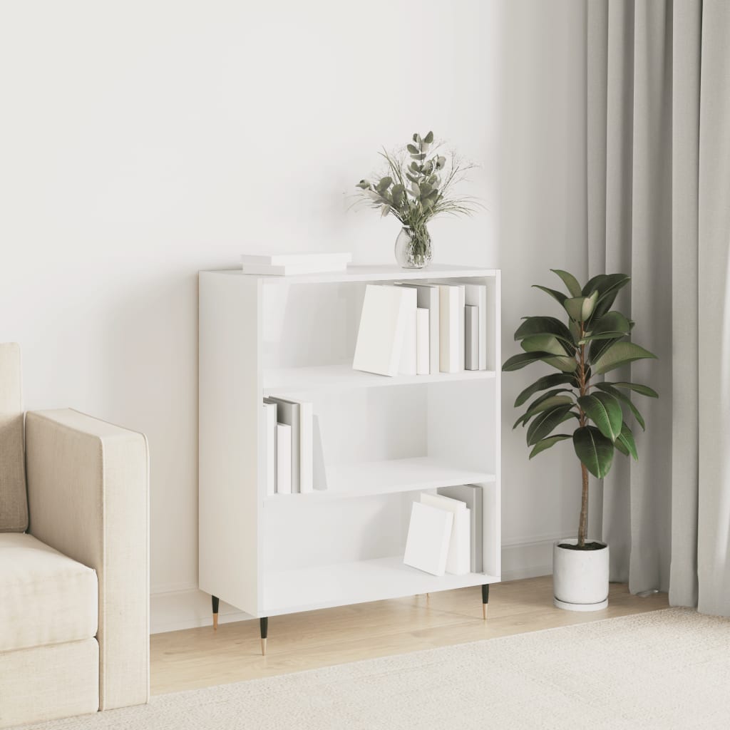 Regal za knjige sjajni bijeli 69,5x32,5x90 cm konstruirano drvo