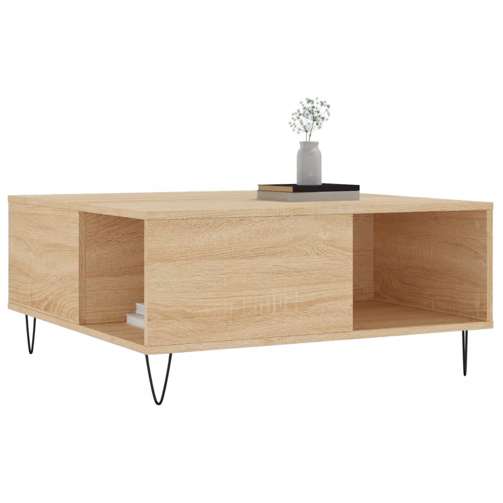 Stolić za kavu boja hrasta 80x80x36,5 cm konstruirano drvo