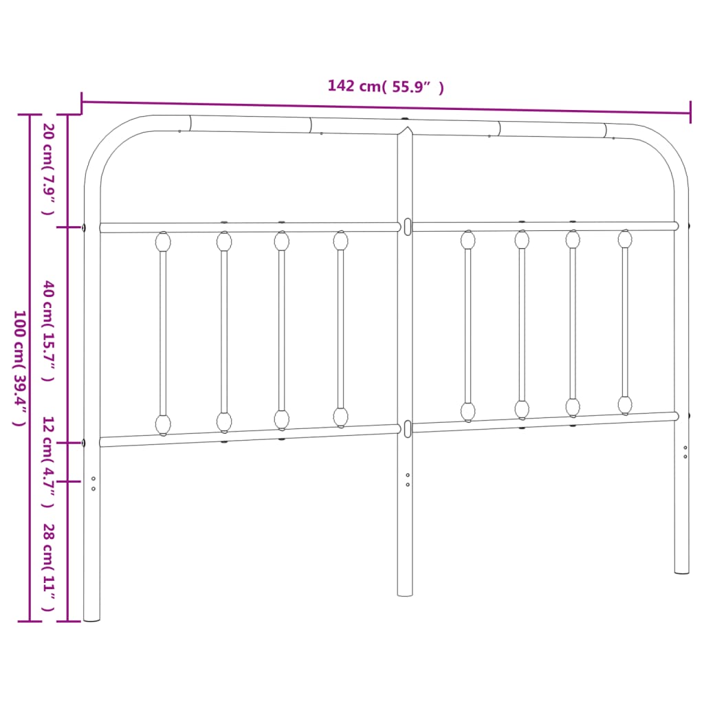 Metalno zamjensko uzglavlje bijelo 135 cm