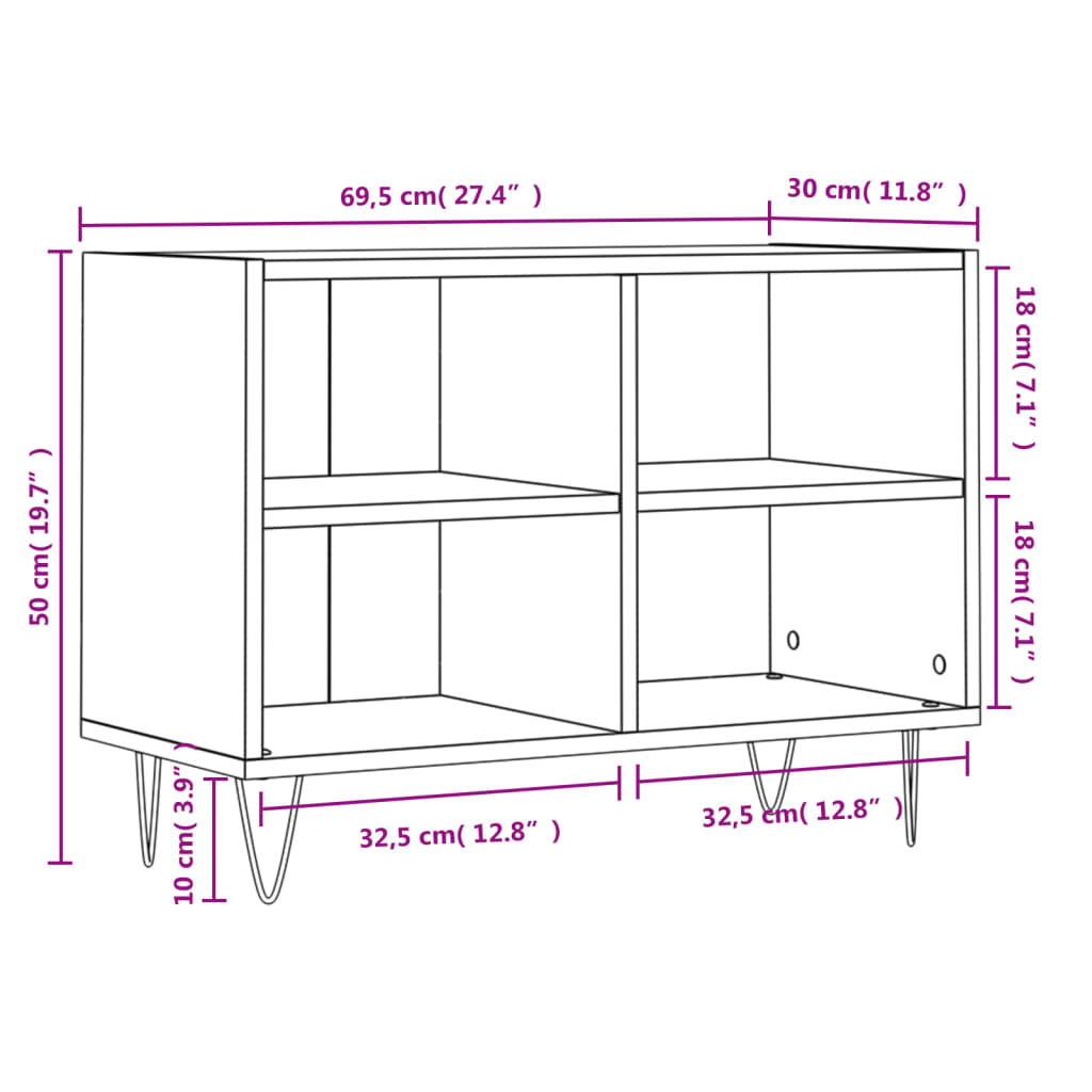 TV ormarić crni 69,5 x 30 x 50 cm od konstruiranog drva