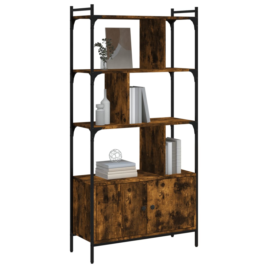 Regal za knjige s vratima boja hrasta 76,5x30x154,5 cm drveni