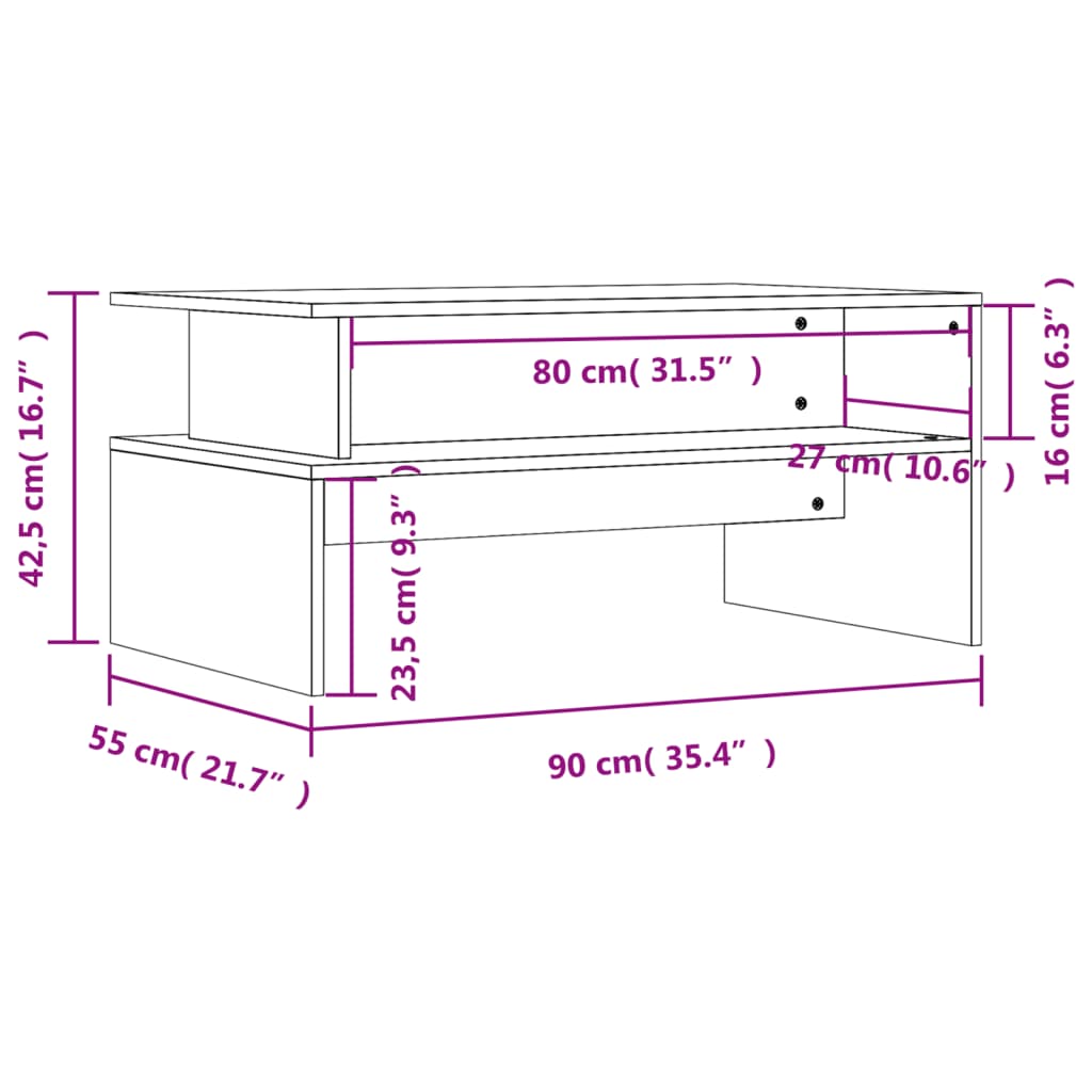 Klub stolić dimljeni hrast 90x55x42,5 cm inženjerski drvo
