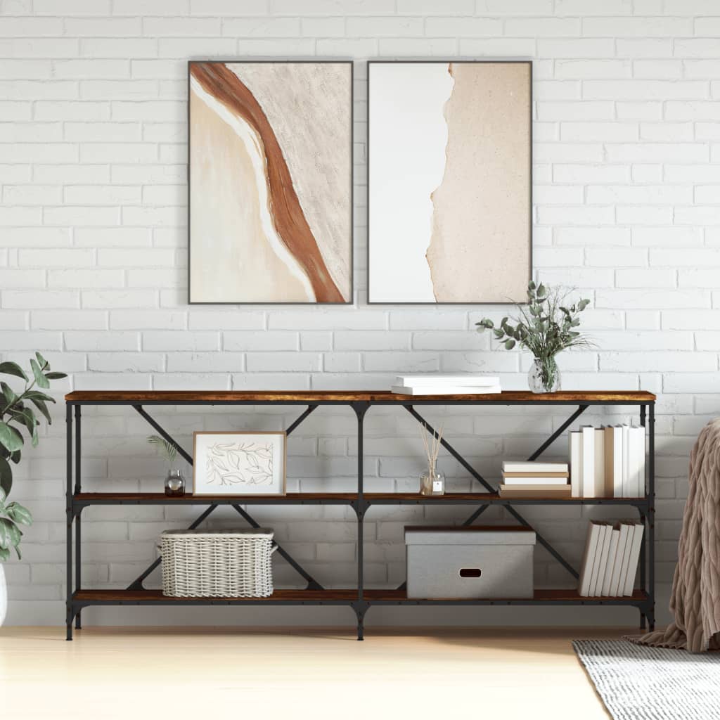 Stolić za kavu boja hrasta 180 x 30 x 75 cm od drva i željeza