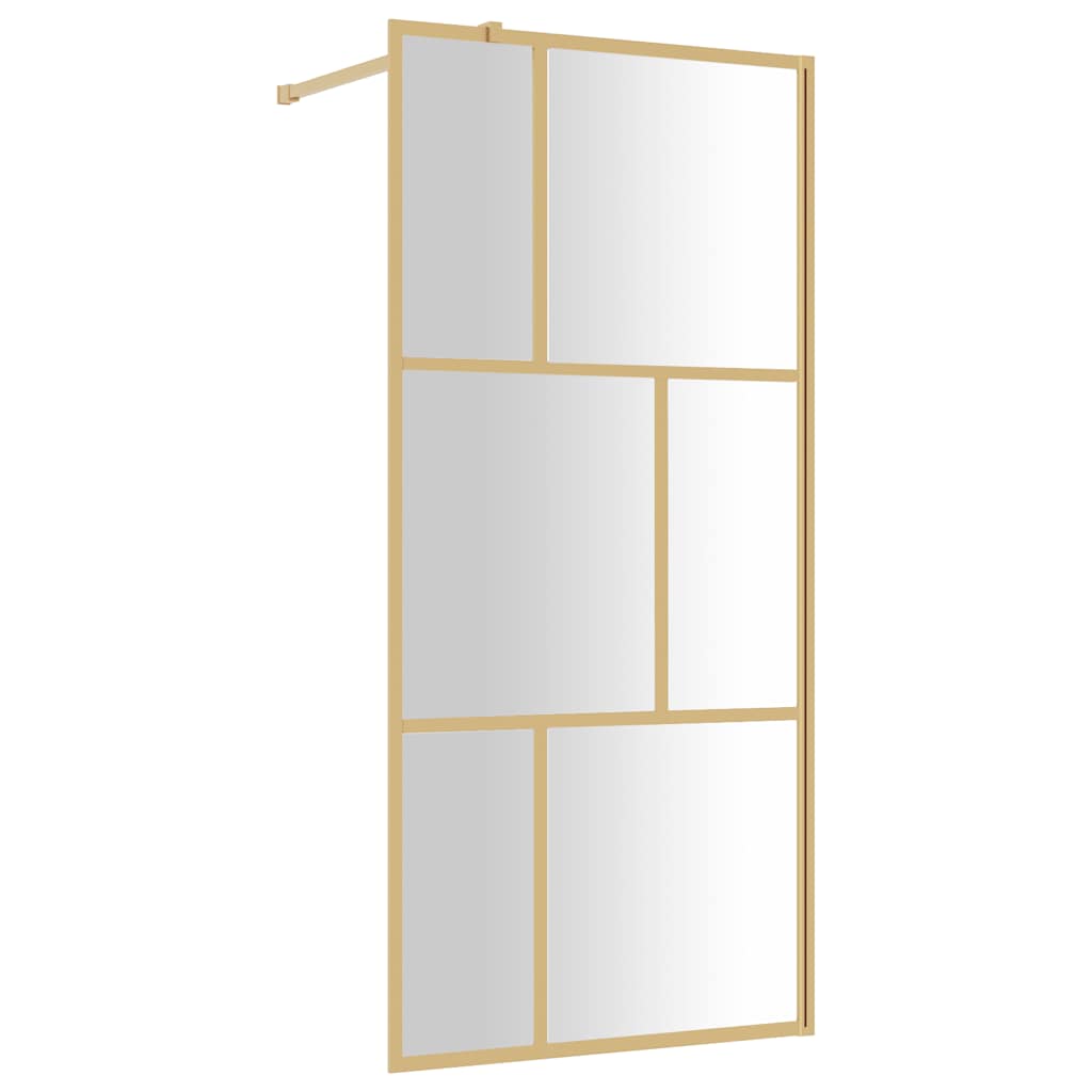 Stijenka za walk-in tuš s prozirnim staklom ESG zlatna 80x195cm