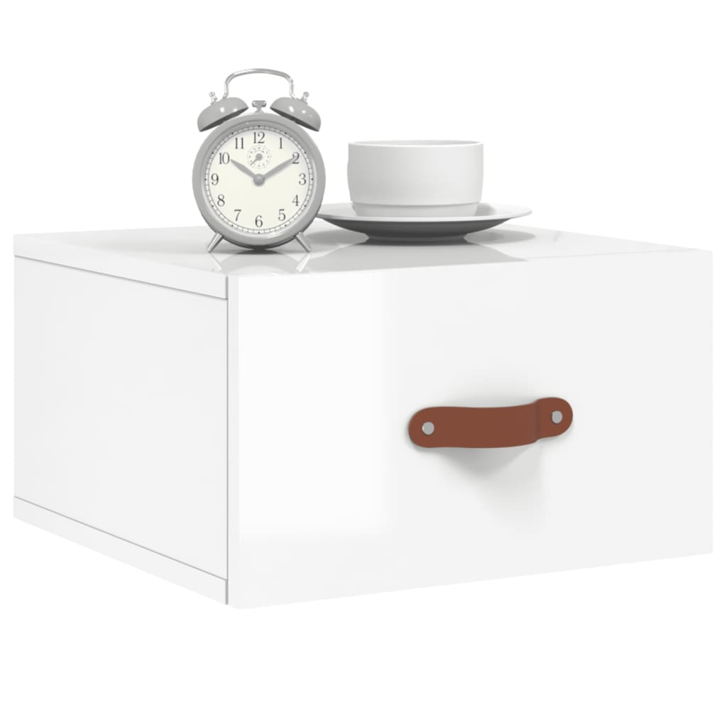 Zidni noćni ormarići 2 kom visoki sjaj bijeli 35x35x20 cm