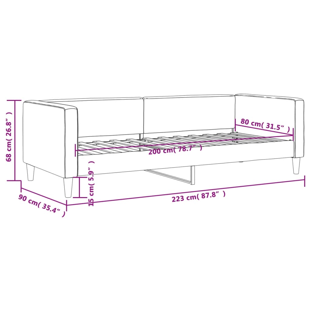 Dnevni krevet svjetlosivi 80 x 200 cm od tkanine