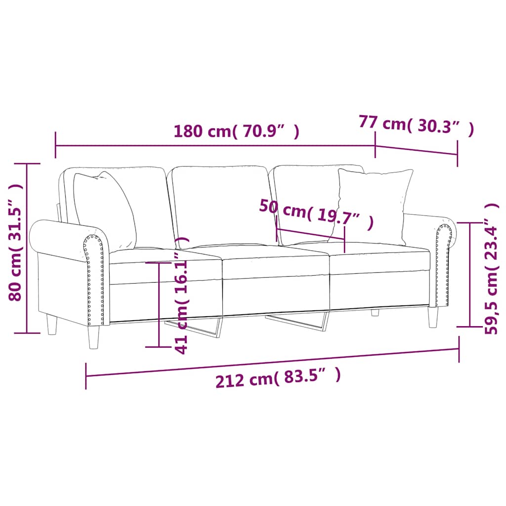 Trosjed s ukrasnim jastucima boja vina 180 cm baršunaste