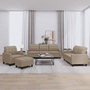 4-dijelni set sofa s jastucima boja cappuccina od umjetne kože