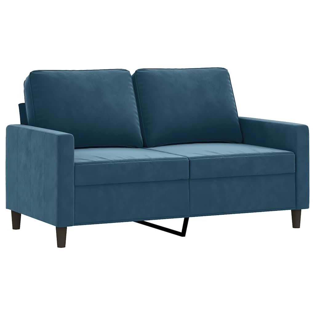 2-dijelni set sofa s jastucima plavi baršunasti Plava