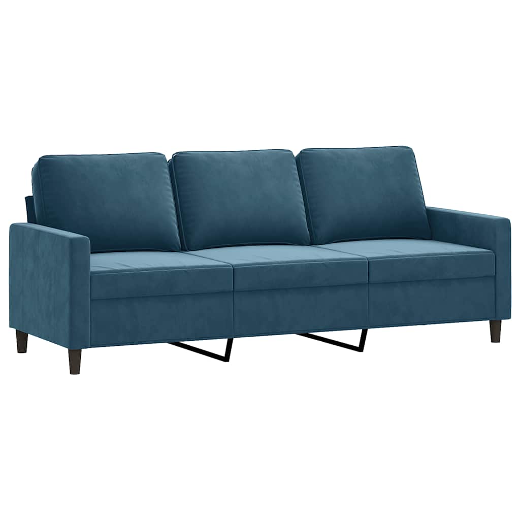 2-dijelni set sofa s jastucima plavi baršunasti Plava