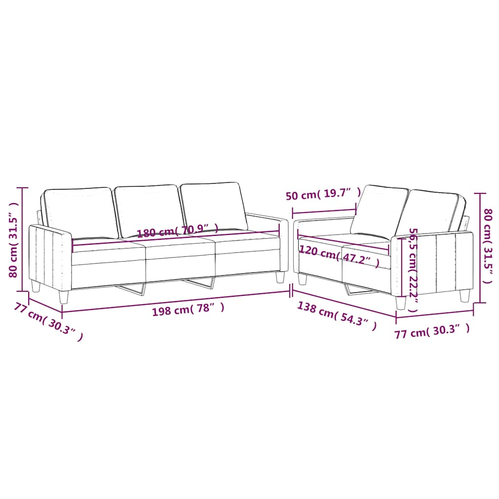 2-dijelni set sofa s jastucima plavi baršunasti Plava