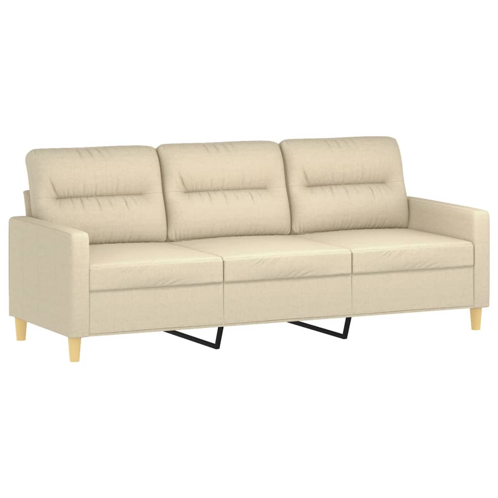 4-dijelni set sofa s jastucima krem od tkanine